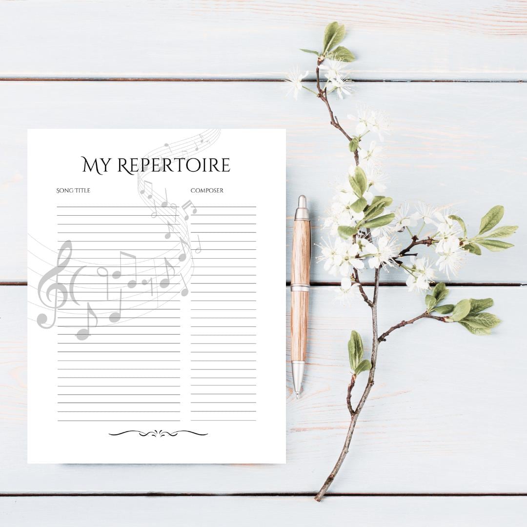 My Repertoire Tracker – Printable Song &amp; Composer Log for Musicians ...