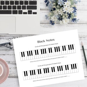 Circle Black Piano Keys - Beginners - PDF Printable - for Music and Piano Teachers