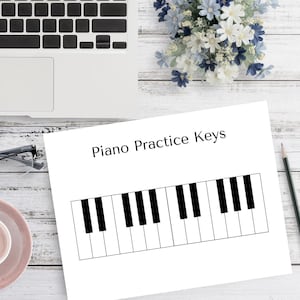 Piano Practice Keys - PDF Printable - for Piano and Music Teachers - Piano Keyboard (Long Version)