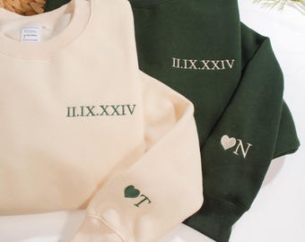 Custom Embroidered Roman Numeral Hoodie, Anniversary Gift