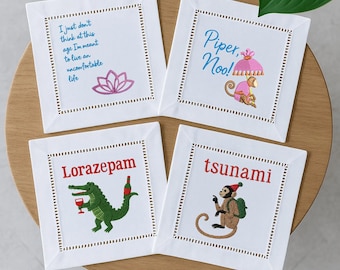 The Lotus Cocktail Napkins Set of 4, the lotus merch, Tsunami, Piper No, parker posey, live laugh lorazepam, victoria ratliff