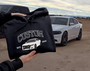 Embroidered Custom Car Hoodie, Personalized Auto Enthusiast Gift