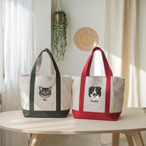 Sac fourre-tout personnalisé en toile brodée pour animal de compagnie, cadeau personnalisé pour maman, cadeau fête des mères, sac fourre-tout pour maman chien, cadeau pour elle, cartable personnalisé