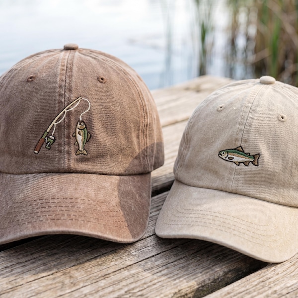 Embroidered Fishing Baseball Cap, Dad and Kid Hats, Lake Life Cotton Cap