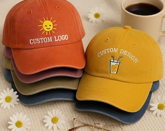Custom Embroidered Washed Cap, Book Lover Hat