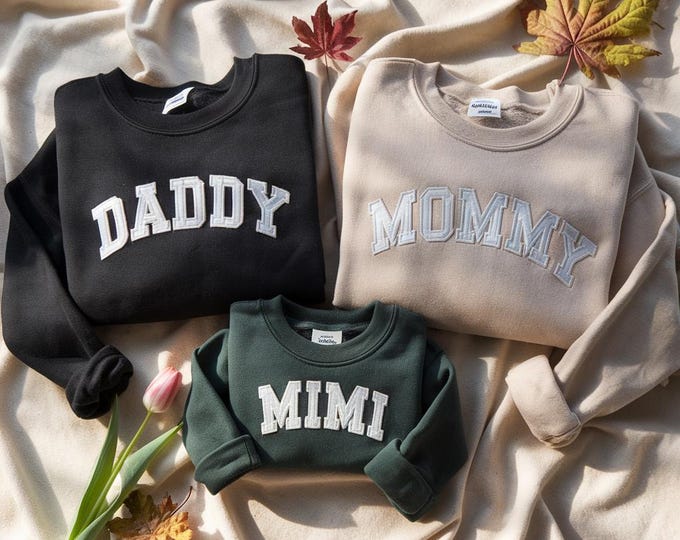 Custom Embroidered Family Sweatshirts, Matching Holiday Crewnecks