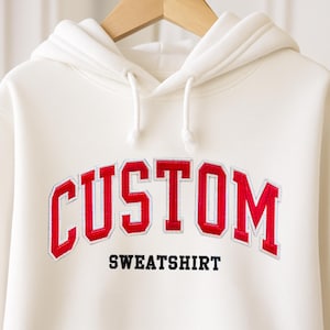 Custom Embroidered Varsity Hoodie, Personalized College Sweatshirt