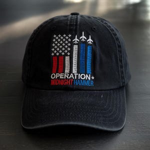 Operation Midnight Hammer | B2 Stealth Bomber Hat | Patriotic USA Air Force Veteran Gift | American Flag Military Hat | USA Air Force Cap