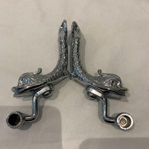 Vintage Lan‑Bar Dolphin Chrome Towel Toilet Roll Holder Brackets – Made in England – 1970s
