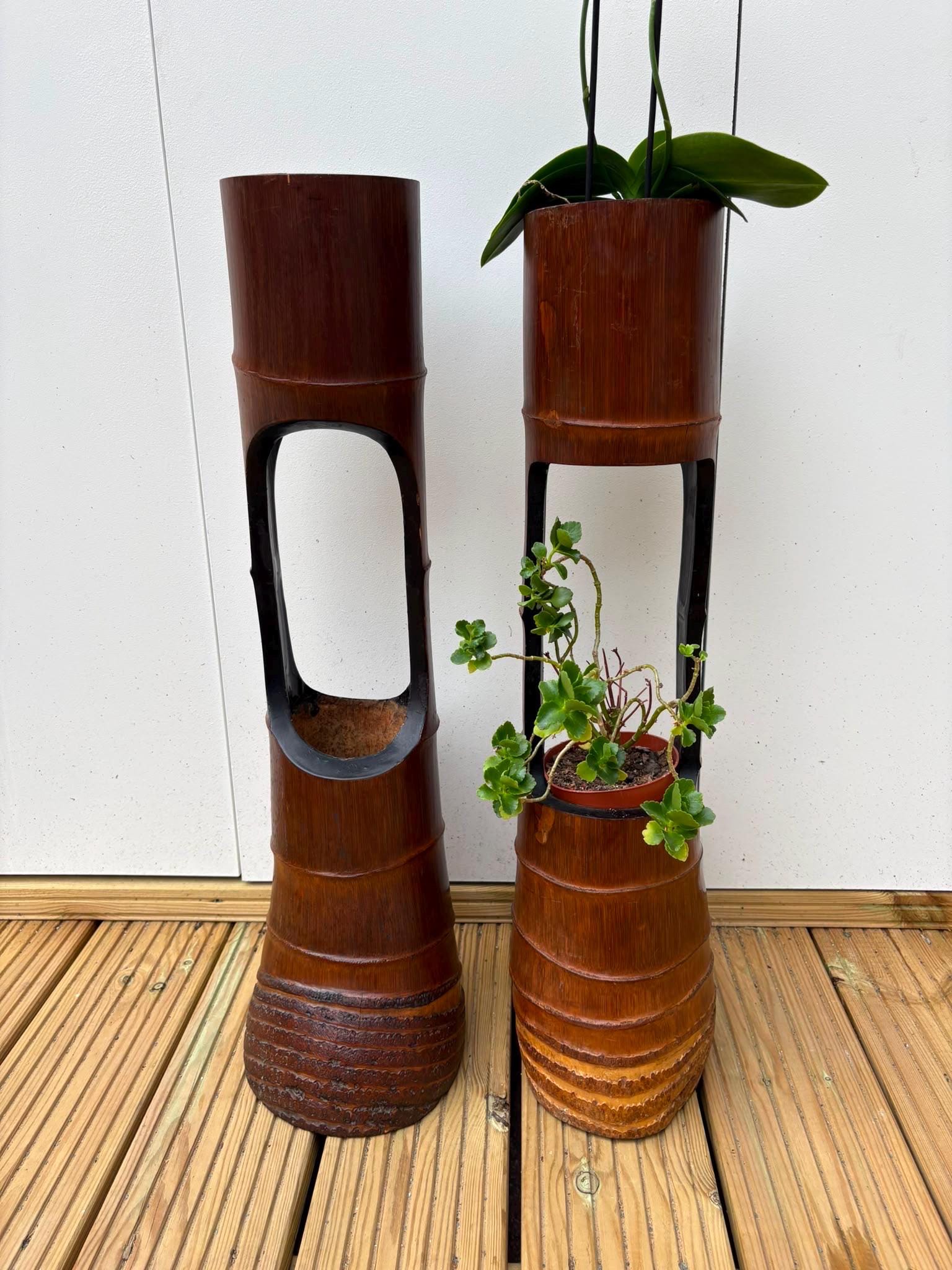 竹製花瓶 アンティークの竹の花瓶 - Etsy 日本
