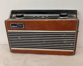 ビンテージ ロバーツ ランブラー II ラジオ 1970年代～1980年代 ブラウン レザーレット 木製 回転台座 レトロ装飾 未テスト