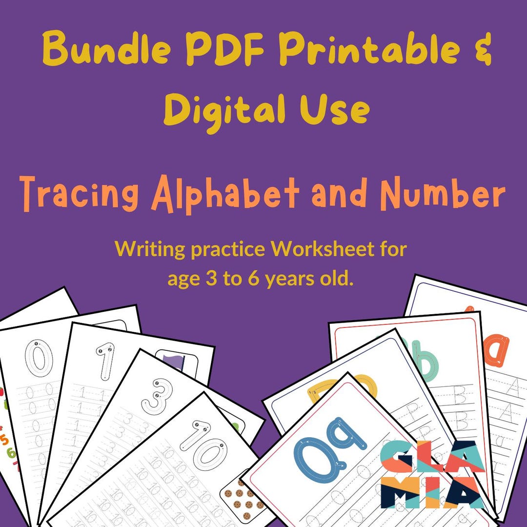 Alphabet and Number Tracing Worksheet for Kid Pre School Age ...