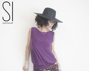 Top - Oversized Shirt - Sustainable Fashion - Dapper Style Top - Bohemian - Purple Top - Sleeveless - Summer fashion - Sexy - All Sizes