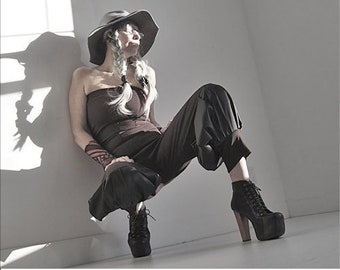Jumpsuit - Genie Jumpsuit - Onesie - Strapless Jumpsuit - Burgundy Jumpsuit - Steampunk Fashion - Burning Man Fashion - Sexy - All Sizes