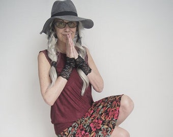 Top - Oversized Shirt - Sustainable Fashion - Dapper Style Top - Bohemian - Burgundy Top - Sleeveless Top - Sexy Top - Size X- Small