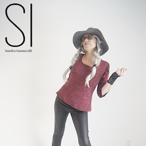 SALE - Top - Athena Top - Empire Cut Shirt - A line Shirt - Red Top - Bohemian Fashion - Elbow Length Sleeve - All Sizes