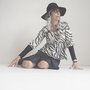 Top - Athena Top - Empire Cut Shirt - A line Shirt - Black and Ivory Cotton Top - Bohemian Fashion - Elbow Length Sleeve - All Sizes