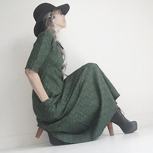 Dress - Maxi Dress - Bohemian - Long Dress - Minimalist Style - Women&#39;s Dress - Cedar Green Cotton Dress - Sustainable - All Sizes