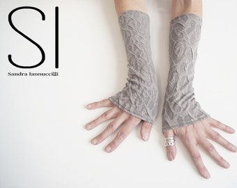Cuffs - Wrist Cuffs - Burning Man Fashion - Sandstone Grey Gloves - Fingerless Gloves - Wiccan - Clothing Accessory - Accessory - One Size