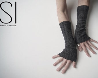 Cuffs - Wrist Cuffs - Burning Man Fashion - Charcoal Grey Gloves - Fingerless Gloves - Wiccan - Clothing Accessory - Accessory - One Size