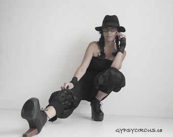 Jumpsuit - Strapless Jumpsuit - Wide Leg Jumpsuit - Romper - Black Jumpsuit - Steampunk Fashion - Burning Man Fashion - Sexy - All Sizes