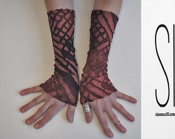 Cuffs - Wrist Cuffs - Burning Man Fashion - Red and Black Gloves - Fingerless Gloves - Wiccan - Clothing Accessory - Accessory - One Size