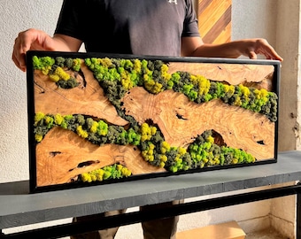Bespoke Moss Wall Art, X-Large Olive Wooden Decor