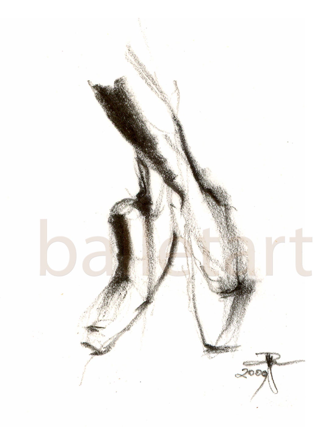 Pointe Shoes, Ballet Art, Pencil Drawing, Art Print, Black and White
