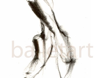 pointe shoes, ballet art, pencil drawing, figure drawing, feet, art print, contemporary art, wall art, black and white, gift for dancer