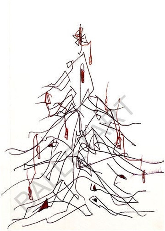 Christmas Tree Art Print Wall Art Holiday Decor Line Drawing Childrens Room Decor Ballet Art Abstract Art Kids Gift Christmas Gifts