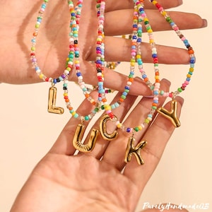 Beaded Multicolored Name necklace, Custom Necklace, Personalised, Summer Necklace, Alphabet Necklace, Gift For Her, Handmade Jewellery
