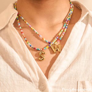 Beaded Multicolored Name necklace, Custom Necklace, Personalised, Summer Necklace, Alphabet Necklace, Gift For Her, Handmade Jewellery