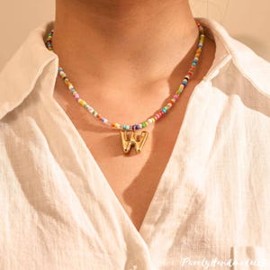 Beaded Multicolored Name necklace, Custom Necklace, Personalised, Summer Necklace, Alphabet Necklace, Gift For Her, Handmade Jewellery