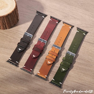 Apple Watch Band, Leather Apple Watch Strap • Series 10-1 SE Ultra • 38mm 40mm 41mm 42mm 44mm 45mm 46mm 49mm, Watches, Birthday Gift