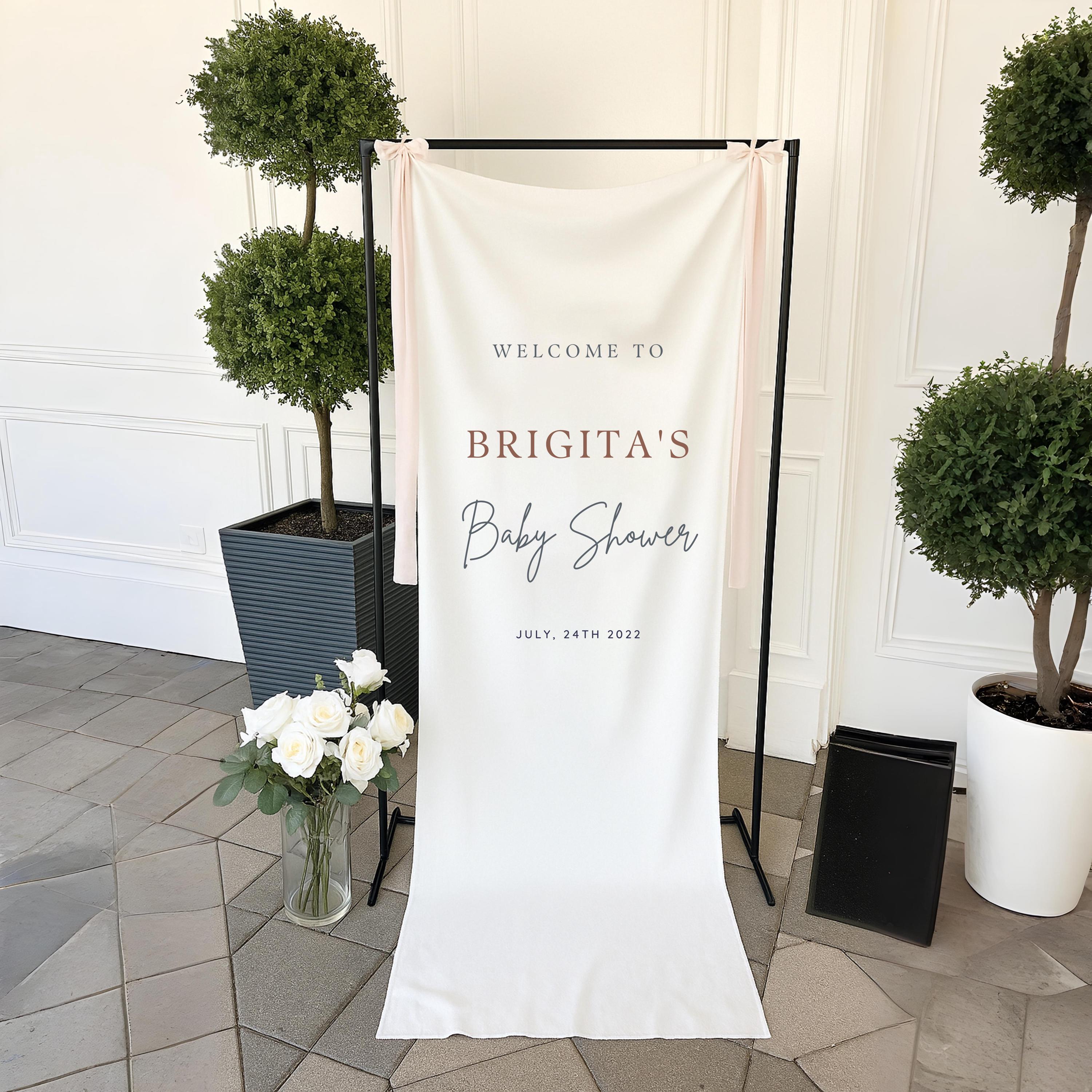 Stoffen babyshowerbord, baby in bloei, babyshower achterkant, baby in bloei welkomstbord, modern bord baby in bloei, met standaard BL08