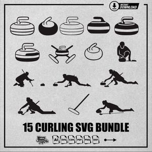 Curling Sport svg, Clipart, Cut Files for Silhouette, Vector, dxf, eps, png, Design