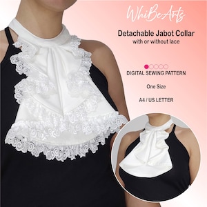 Jabot Fancy Flounced Detachable Royal Collar PDF Sewing Pattern, One Size Fits All, Unisex Adults, With Instructions