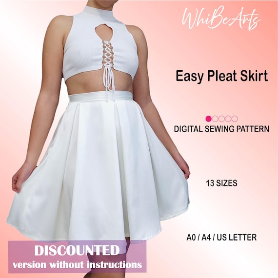 DISCOUNTED Easy Pleat Skirt Adult Sewing Pattern, Above-the-knee