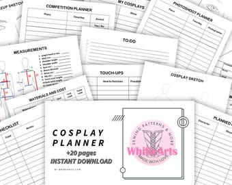 Cosplay Sewing Planner, Male and Female Costume Organizer Journal, 23 pages, Instant Download PDF