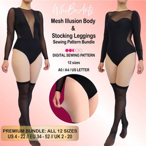 Plunge-Cut & Hourglass Body and Leggings, Adult PDF Sewing Pattern Bundle With Instructions