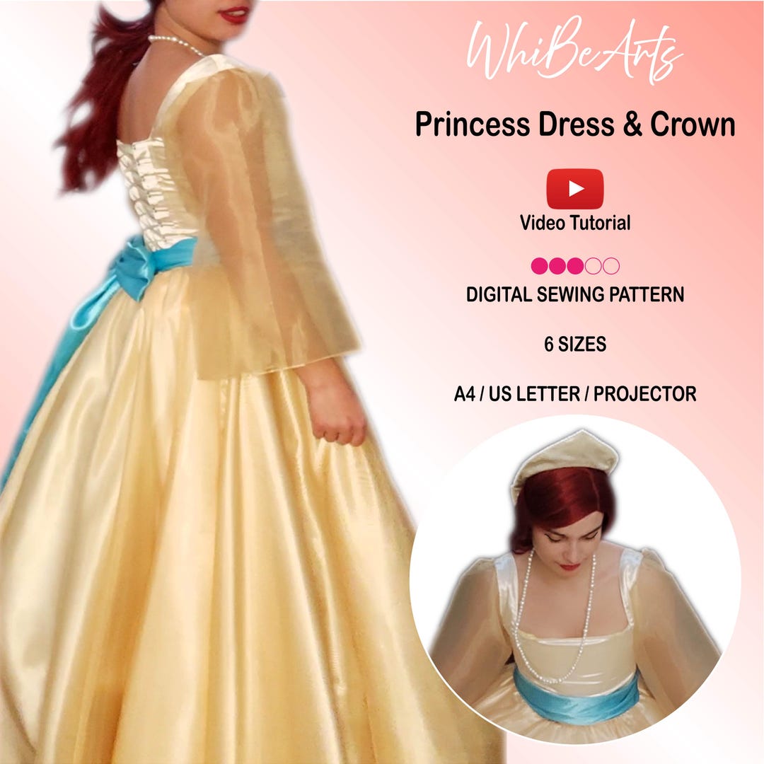 Princess Dress and Crown PDF Sewing Pattern Bundle, Instructions and ...