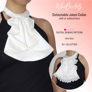 Jabot Detachable Collar PDF Sewing Pattern, Fancy Flounced Royal Collar, One Size Fits All, Men and Women, Instructions included