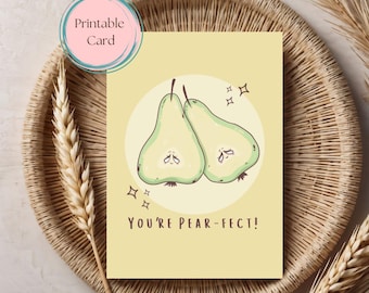 PRINTABLE Funny Pun Thank You Card  Youre Pearfect Thank You Card Digital Download Greeting Card Print at Home