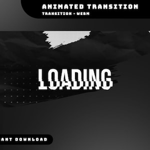 Pixel Noir Animated Stream Stinger Transition Overlay Package, Black And White Transition, Streaming Overlay Black, Grunge Animated Twitch