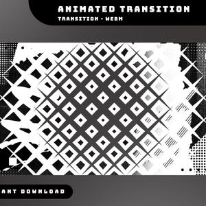 Mono Glitch Animated Stream Stinger Transition Overlay Package, Black And White Theme Animated Transition, Instant Download, Abstract Design