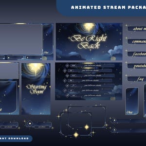 Animerat Stream Overlay-paket med Divine Galaxy Spark, Tiktok-överlägg, Celestial Star Stream-överlägg, Starlight-tema, Fantasy Stream, OBS