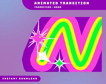 Colorful Animated Stream Stinger Transition Overlay Package, Animated Transition Full Color Design, Blue Aesthetic Graphic Design, Abstract