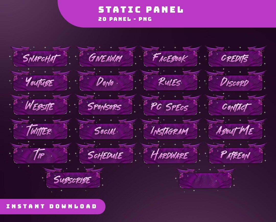 Astral Gate Static Panel Stream Overlay Package, Ink Art Stream Panels ...
