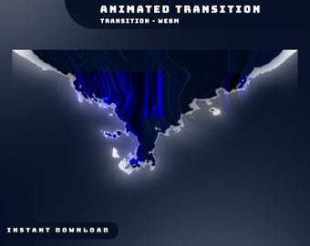 Blue Euphoria Animated Stream Stinger Transition Overlay Package, Animated Transition Abstract Design, Blue Aesthetic Graphic Design, Glitch
