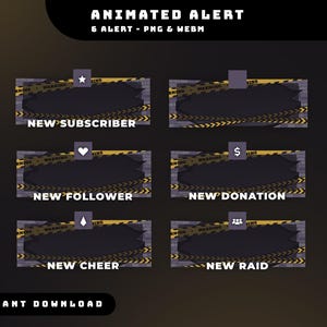 Wall Crash Animated Stream Alert Overlay Package, Wall Smash Alert, Caution Tape Design Stream Alert, Warning Twitch Alert, Danger Theme